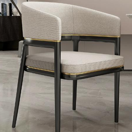 Regal Curved Armchair - Solid Wood Frame & Gold Accents