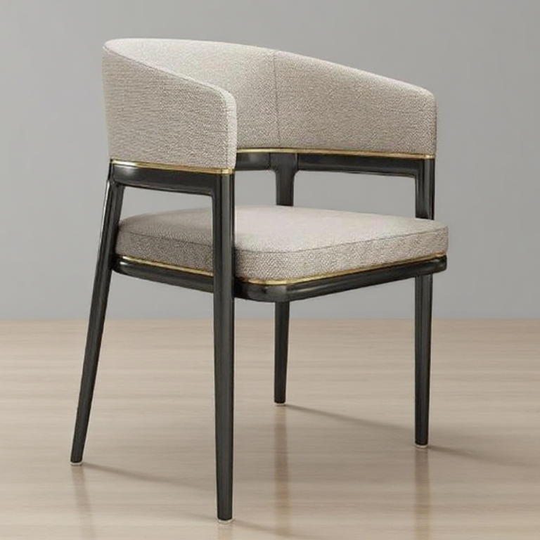 Regal Curved Armchair - Solid Wood Frame & Gold Accents