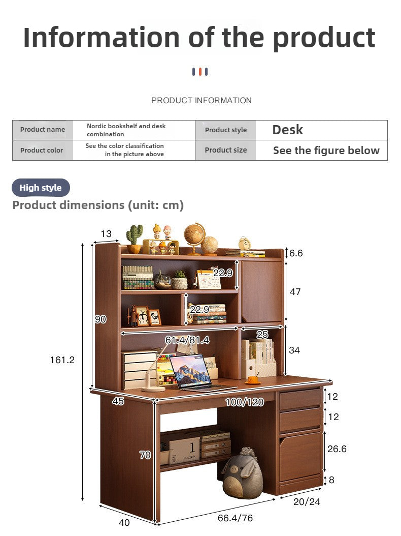 Desk bookshelf integrated computer desk desktop home student study desk and chair combination simple bedroom office writing desk