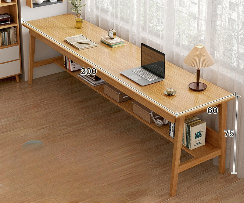 Long table against the wall Narrow table Rectangle desk Double desk Household computer desk Solid wood leg workbench