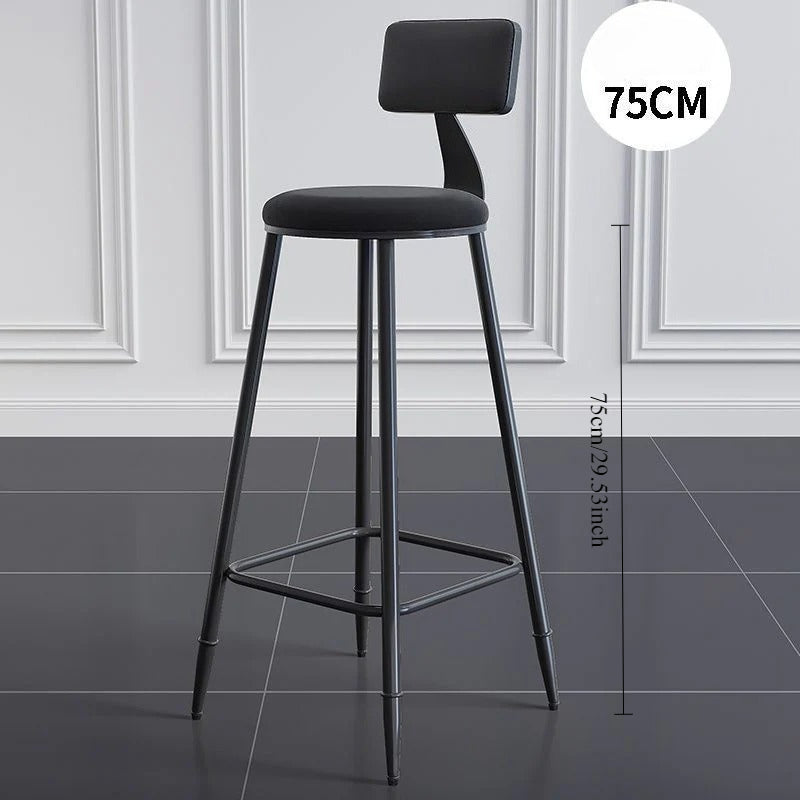 Wrought iron bar chair Modern simple home backrest Bar stool Bar chair High stool Nordic milk tea shop Front desk chair