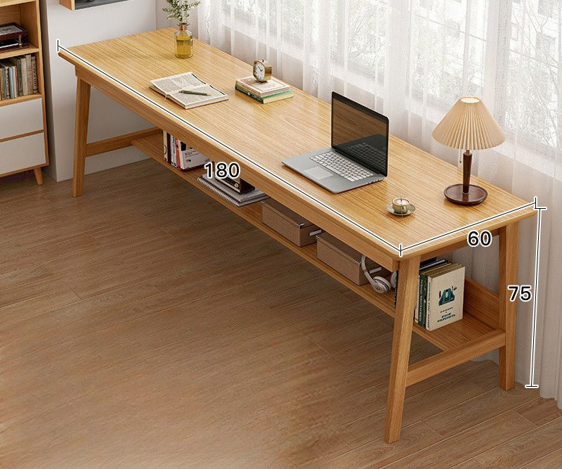 Long table against the wall Narrow table Rectangle desk Double desk Household computer desk Solid wood leg workbench