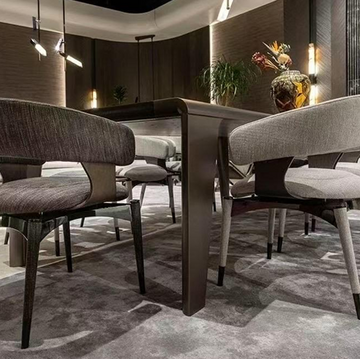 Modern Sculptural Dining Chair: Dual-Tone Upholstery & Walnut Accent Leg