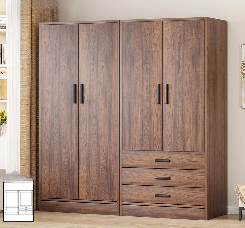 Bailuo popular rental house wardrobe home new bedroom hanging walnut wardrobe small apartment 2025 retro assembly