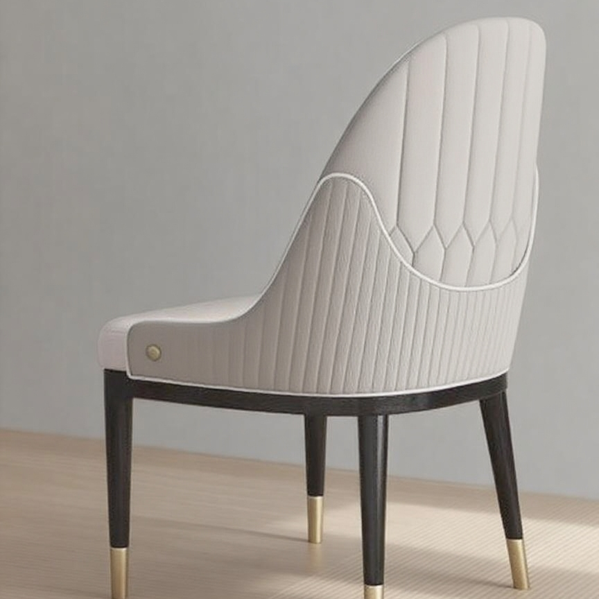 Modern Artisan Dining Chair: Navy Velvet & Gold-Tipped Oak Legs