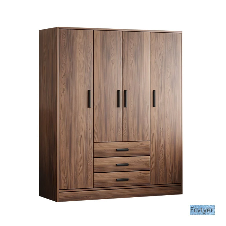 Bailuo popular rental house wardrobe home new bedroom hanging walnut wardrobe small apartment 2025 retro assembly