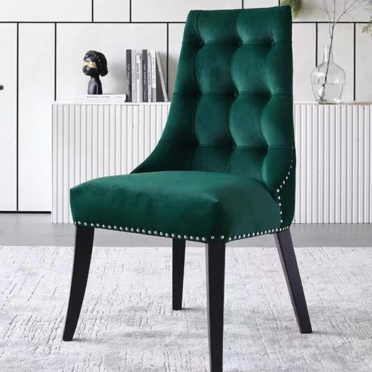 Regal Emerald Velvet Dining Chair - Diamond Tufted Back & Solid Wood Frame