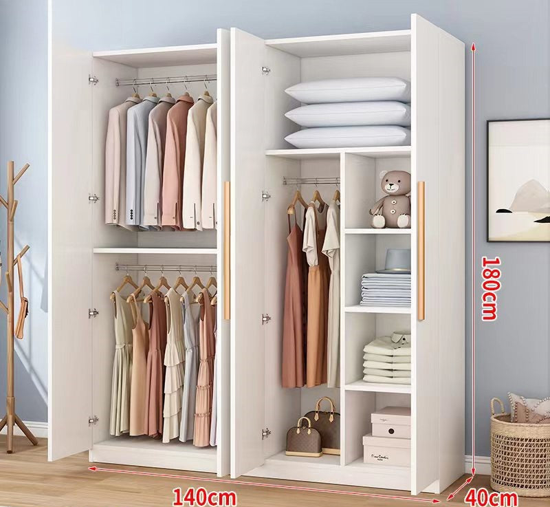 Wardrobe household bedroom rental room simple assembly e****mical granular plate small apartment storage cabinet wardrobe