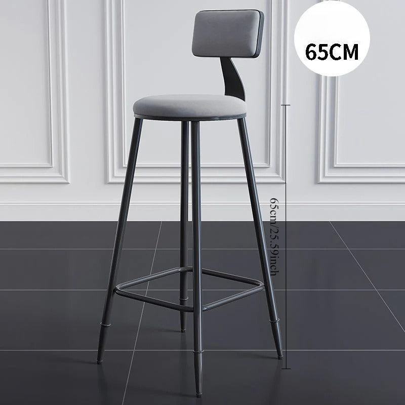 Wrought iron bar chair Modern simple home backrest Bar stool Bar chair High stool Nordic milk tea shop Front desk chair
