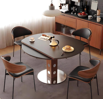 French medieval rock slab dining table household small apartment Berg table foldable Bauhaus function dining chair round table
