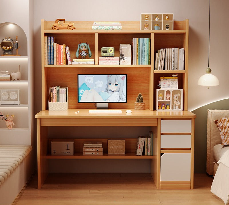 Desk bookshelf integrated computer desk desktop home student study desk and chair combination simple bedroom office writing desk