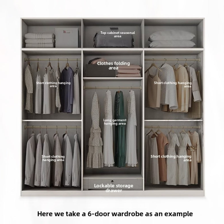 Glass door wardrobe modern minimalist bedroom household solid wood wardrobe bright paint cabinet furniture delivery