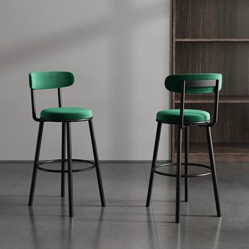 Modern simple wrought iron bar chair high stool Nordic home backrest bar chair light luxury black bar chair high chair
