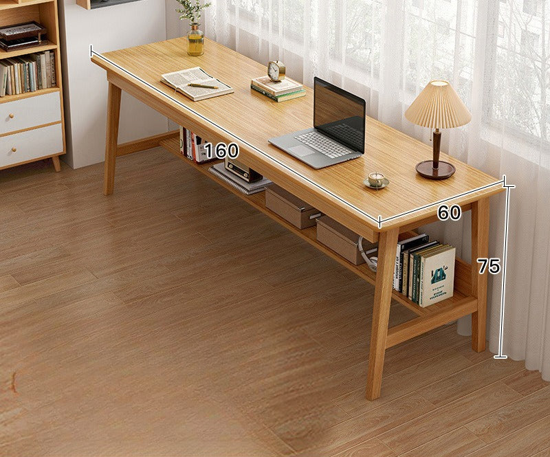 Long table against the wall Narrow table Rectangle desk Double desk Household computer desk Solid wood leg workbench