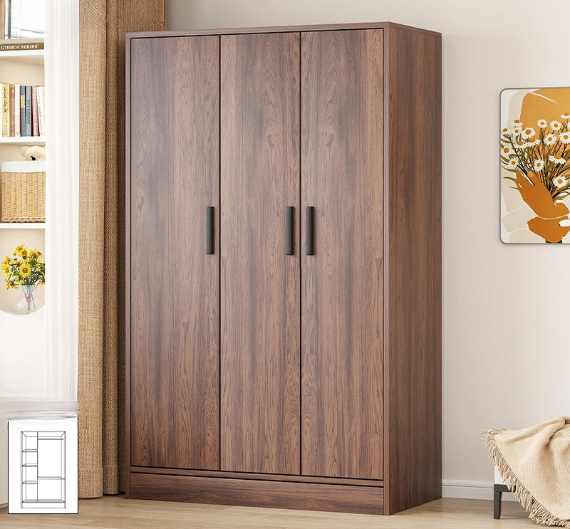 Bailuo popular rental house wardrobe home new bedroom hanging walnut wardrobe small apartment 2025 retro assembly