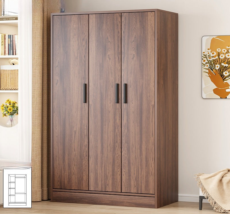 Bailuo popular rental house wardrobe home new bedroom hanging walnut wardrobe small apartment 2025 retro assembly