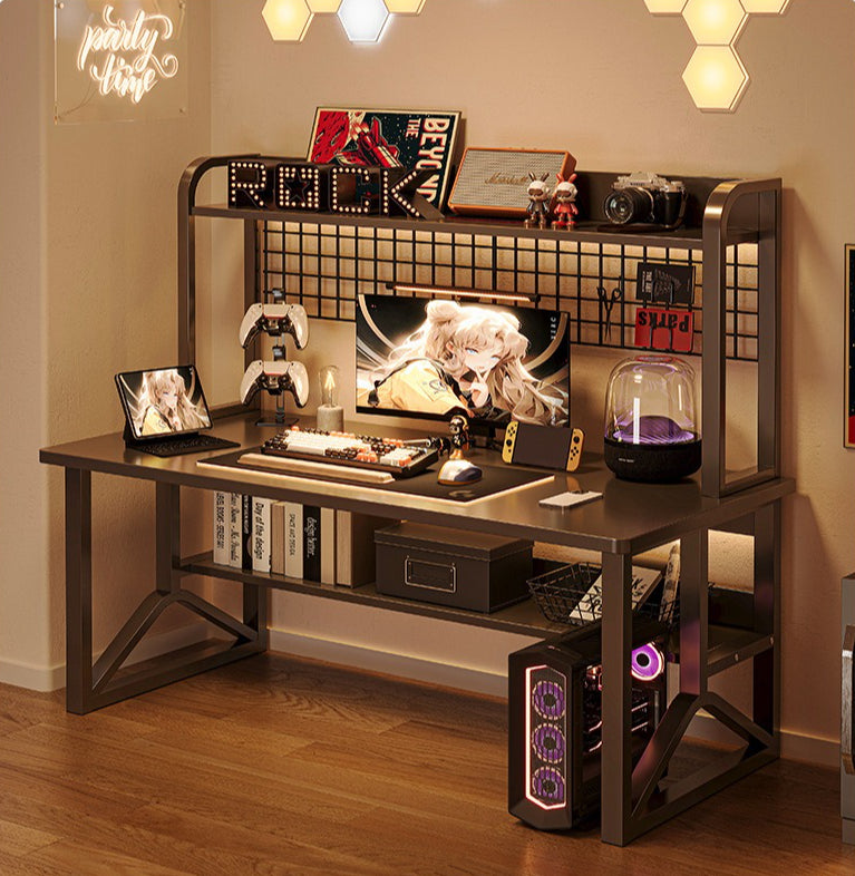Adjustable computer desk with shelf, bedroom household small computer desk, bookshelf integrated e-sports table and chair set