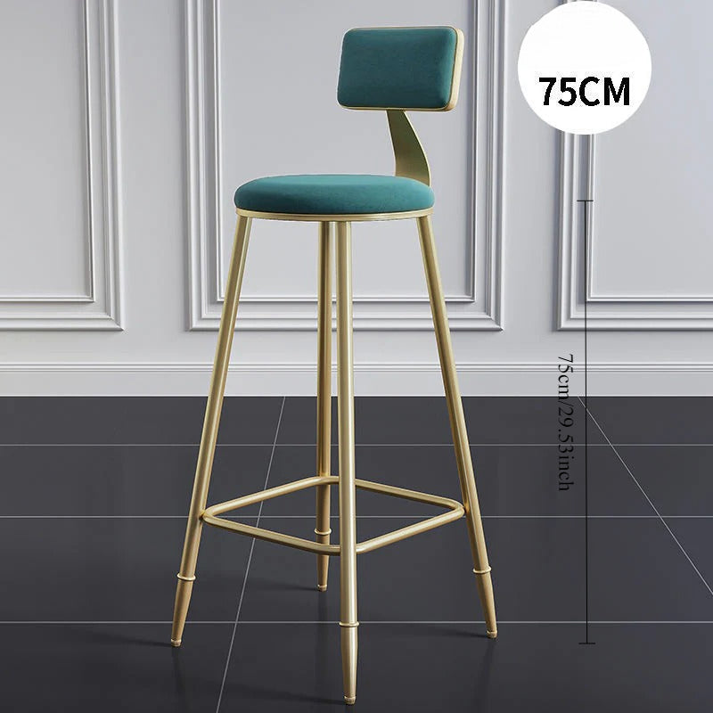 Wrought iron bar chair Modern simple home backrest Bar stool Bar chair High stool Nordic milk tea shop Front desk chair