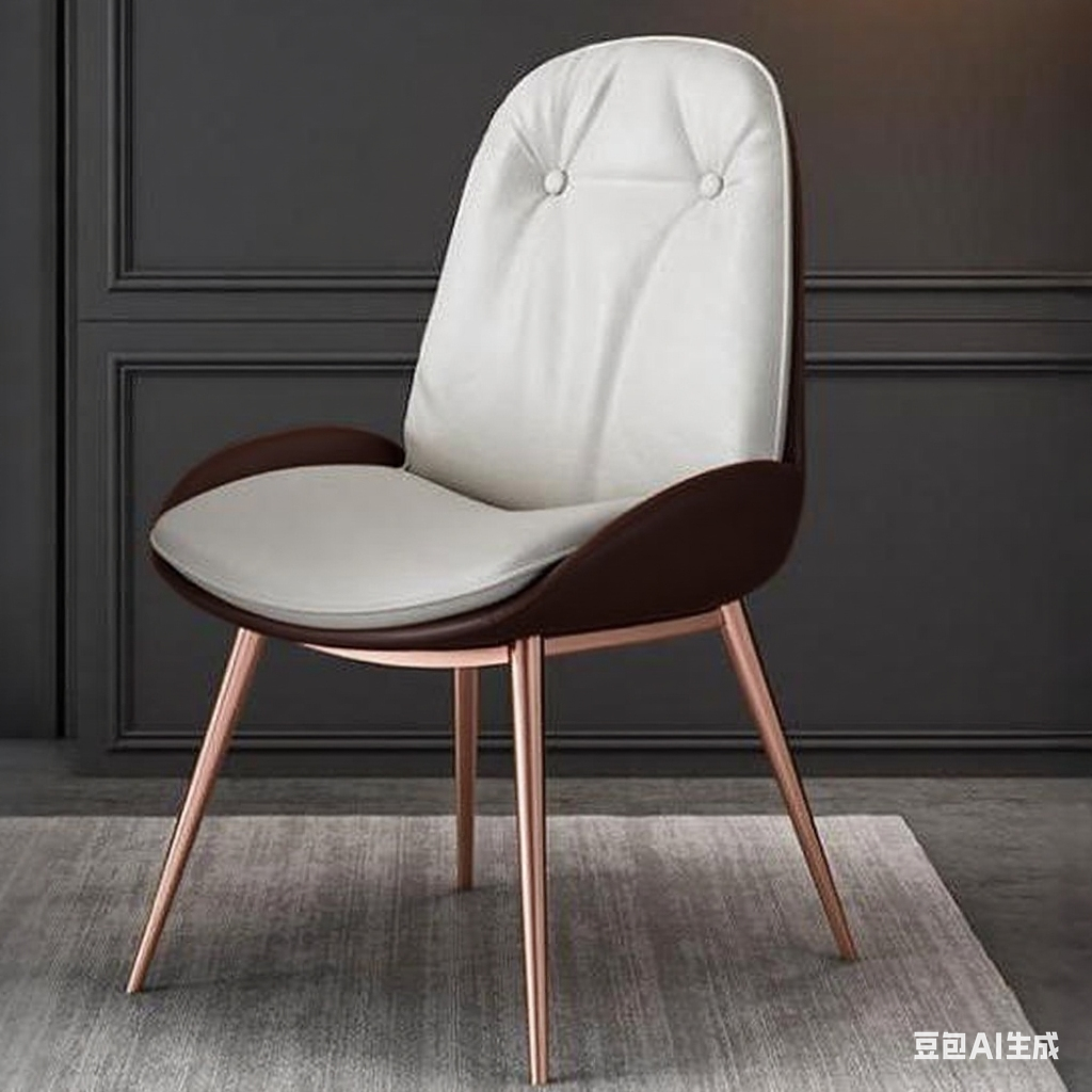 Modern Tufted Dining Chair - Gold Steel Legs & White Faux Leather