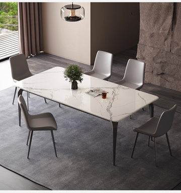 Modern simplicity 2025 new rectangular dining table and chair combination marble super crystal stone small apartment dining table