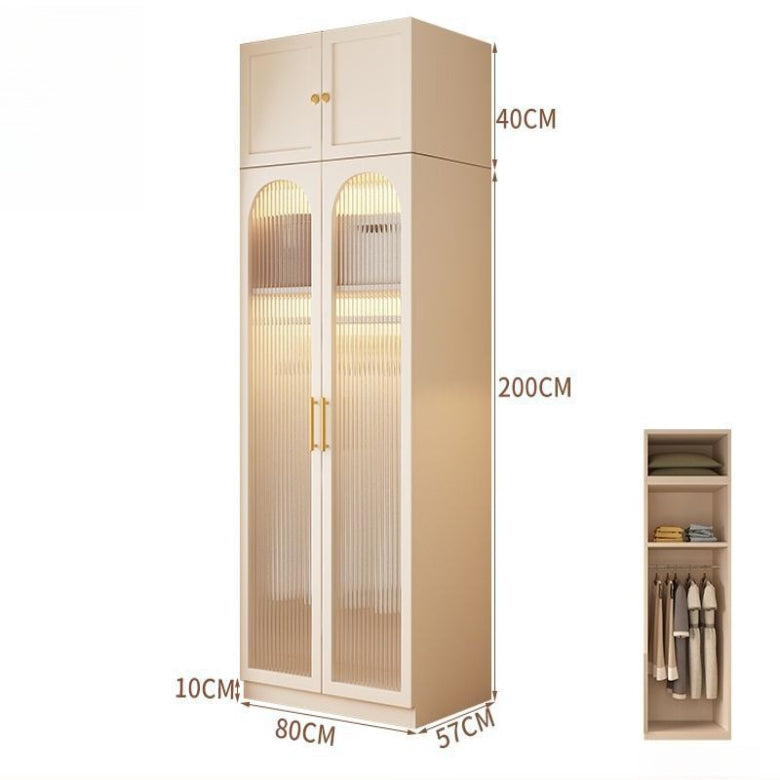 Wardrobe household bedroom solid wood cabinet to top opposite door glass combination large wardrobe with drawers combination cabinet factory