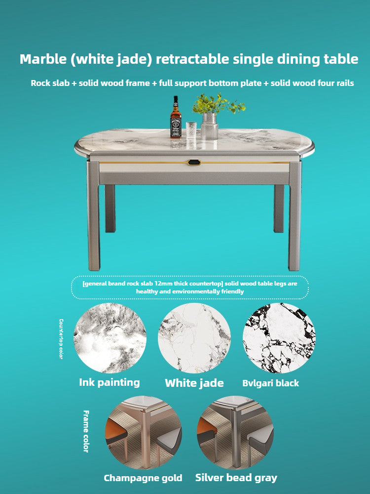 Modern simple microcrystalline stone dining table marble small apartment square and round dual-purpose household retractable folding dining table and chairs
