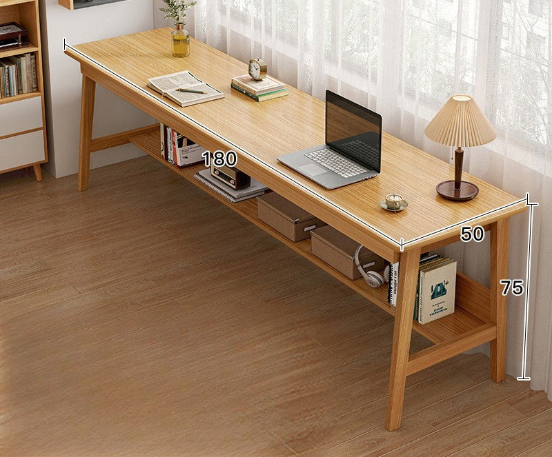 Long table against the wall Narrow table Rectangle desk Double desk Household computer desk Solid wood leg workbench