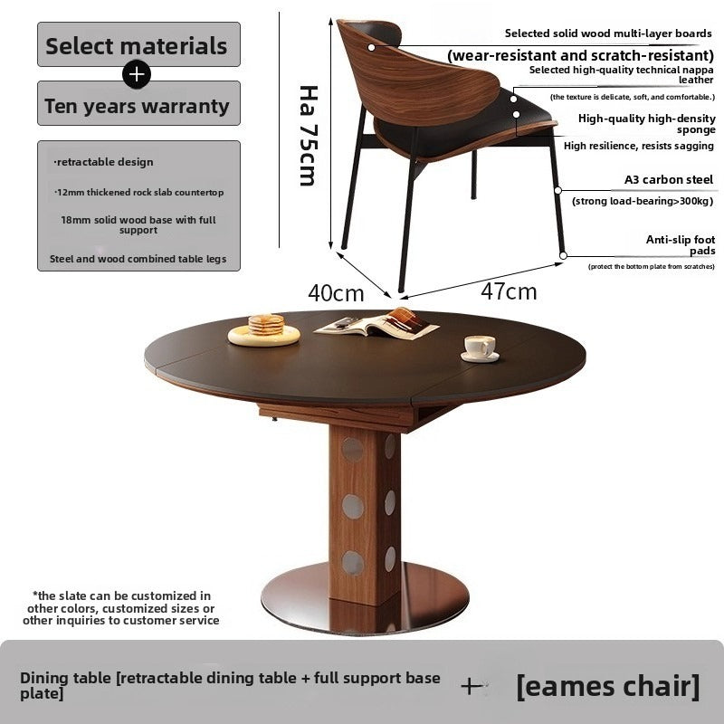 French medieval rock slab dining table household small apartment Berg table foldable Bauhaus function dining chair round table