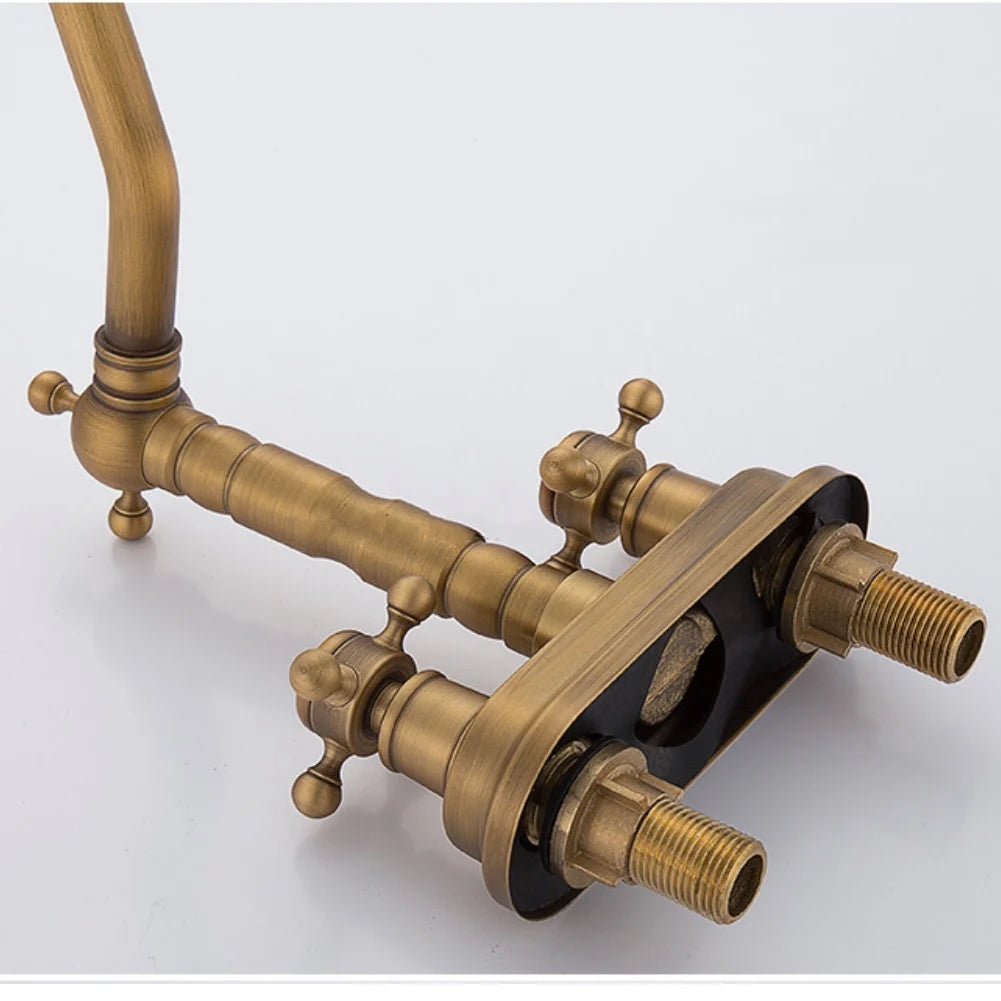 Antique Copper Double Hole Basin Faucet Wash Basin Rotating Faucet
