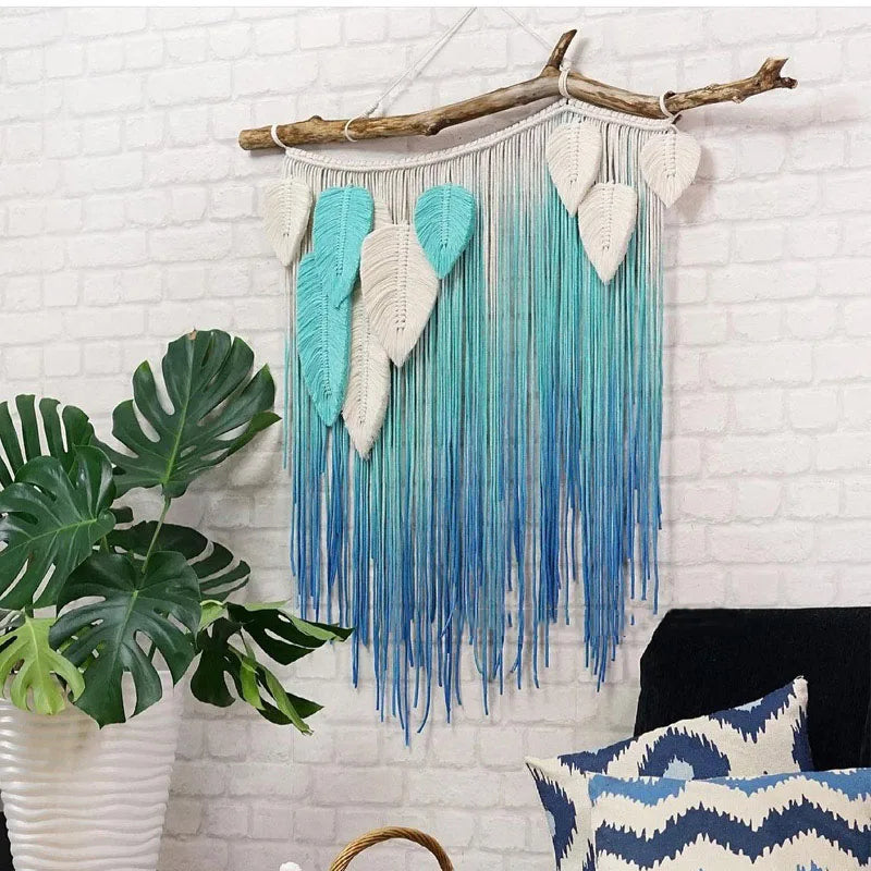 Leaf Handmade Wool Yarn DIY Macrame Home Décor Decorative Hanging Wall Art Wall Decor for Home Wall Living Room