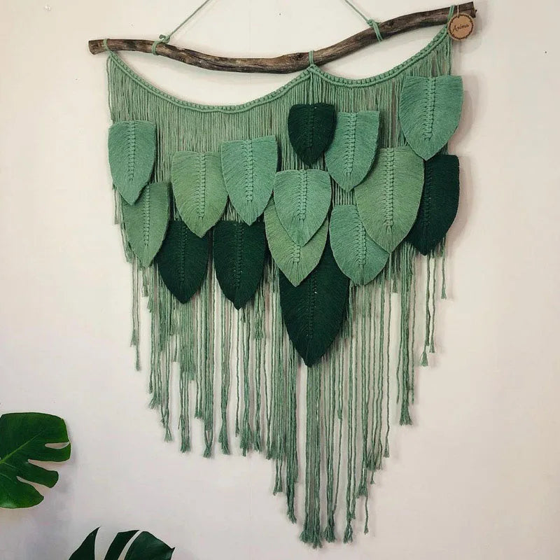 Leaf Handmade Wool Yarn DIY Macrame Home Décor Decorative Hanging Wall Art Wall Decor for Home Wall Living Room