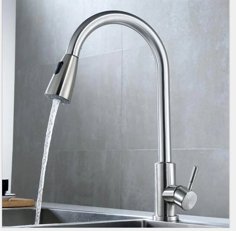 Factory Price Stainless Steel Pull Down Two Functions Kitchen Faucet