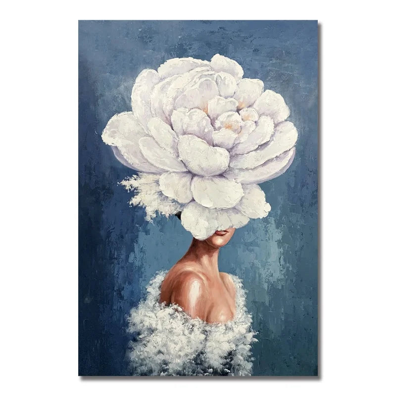 Flower Women Painting Large Hand-made  Oil Paintings With Ladies Modern Elegant Girl Wall Art Paintings Women
