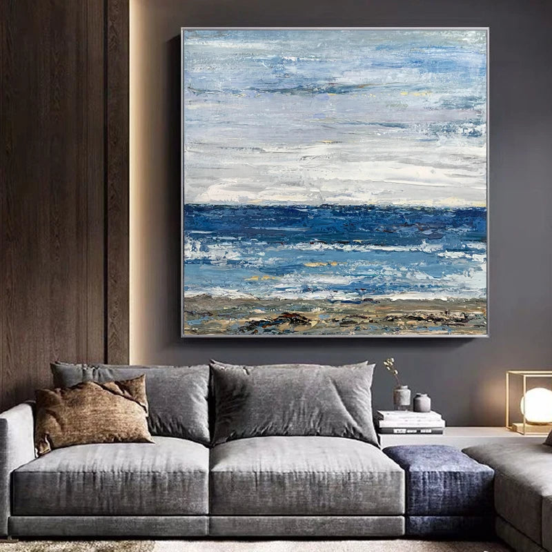 Handmade Paintings Home Decoration Painting Beach Landscape Abstract Thick Oil Painting Custom Picture Wall Art