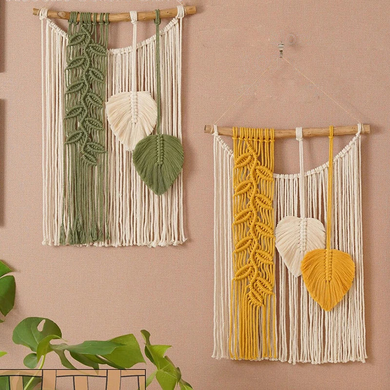 Wholesale Cotton Boho Leaf Macrame Home Décor Decorative Hanging Wall Art Wall Decor for Home Wall Living Room