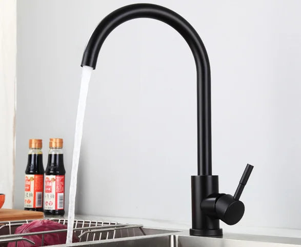 High Quality Durable Black 304 Stainless Steel Kitchen Sink Water Mixing Faucet
