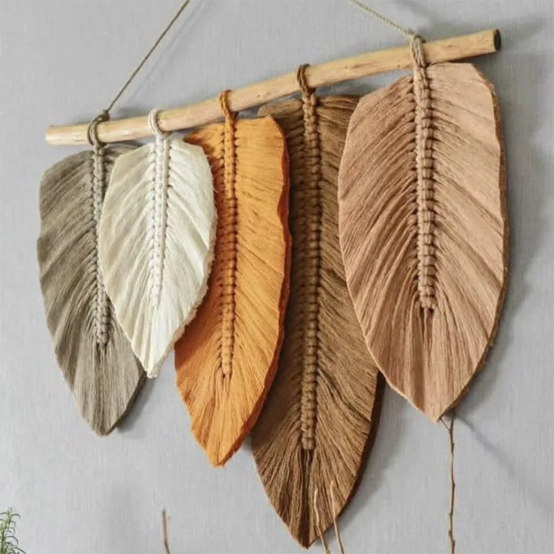 INS Hot Wholesale Leaf Macrame Decorative Hanging Wall Art Wall Decorations Tapestries Wall Decor for Home Luxury Living Room