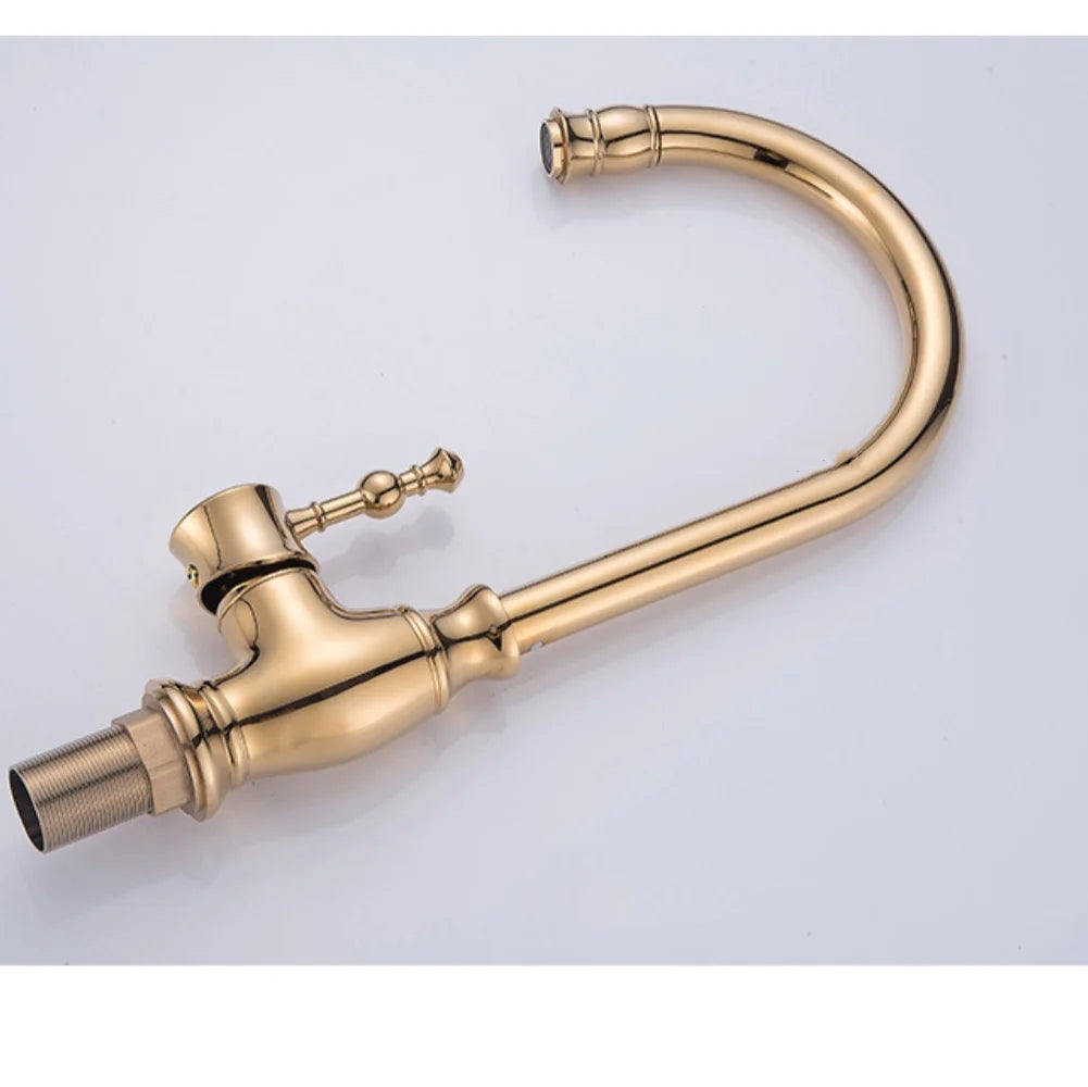 European Antique Golden Kitchen Washbasin Faucet Hot and Cold Copper Sink Kitchen Faucet