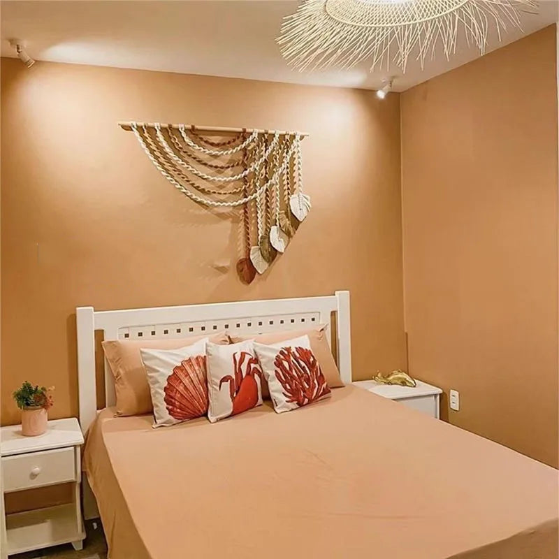 Boho Leaf Macrame Handmade Round Wall Hanging Art Wall Decor for Home Wall Living Room Bedroom