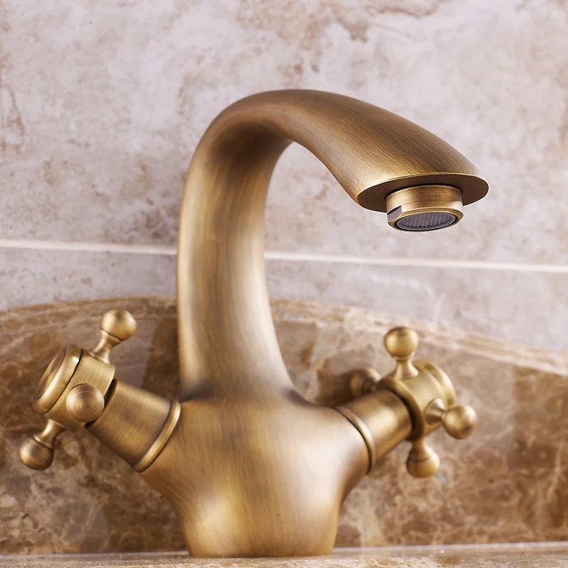 Antique Bathtub Washbasin Faucet Double Hot and Cold Copper Faucet
