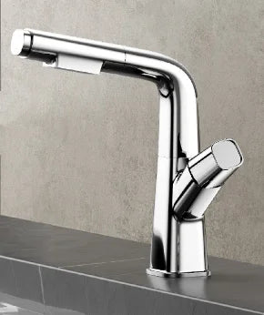 Gun Gray Adjustable Rotary Pull Out Basin Single Hole Faucet Pure Brass Matte Black Toilet Bathroom Vanity Top Mixer