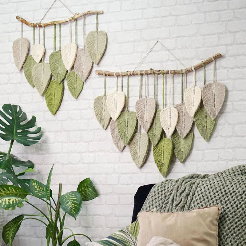 Leaf Handmade Wool Yarn DIY Macrame Home Décor Decorative Hanging Wall Art Wall Decor for Home Wall Living Room