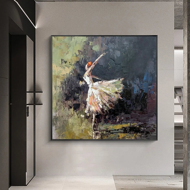 Modern Abstract Handmade Dancing Ballerina Ballet Dancer Girl Art Oil Painting on Canvas