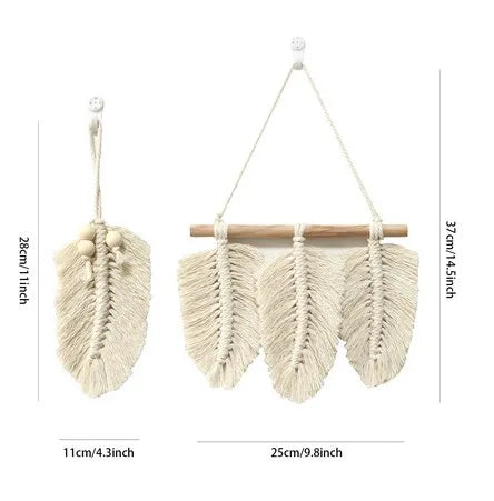 Handwoven Leaf Tassels Macrame Decorative Hanging Wall Art Wall Decorations Tapestries Wall Decor for Home Luxury Living Room