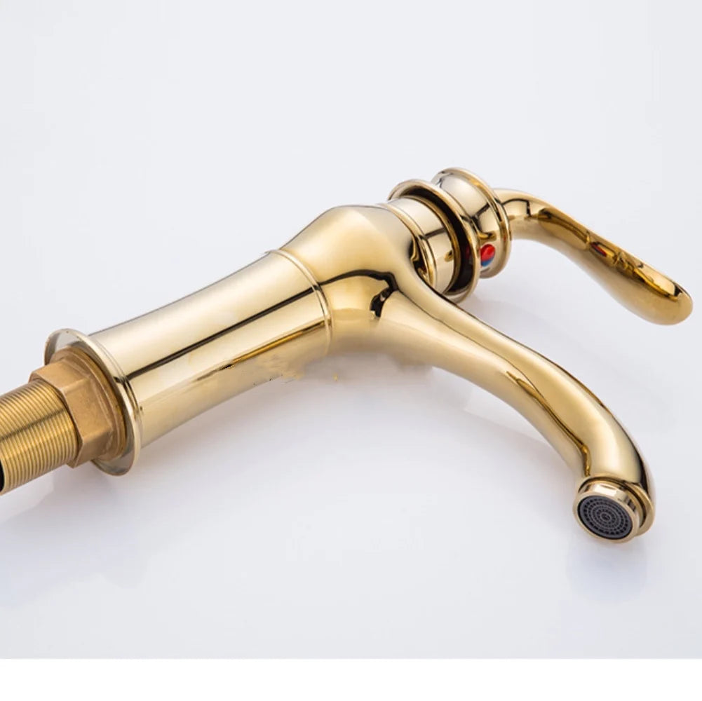 Factory Wholesale Antique Copper Basin Faucet European-style Golden Stage Under-stage Faucet Washbasin