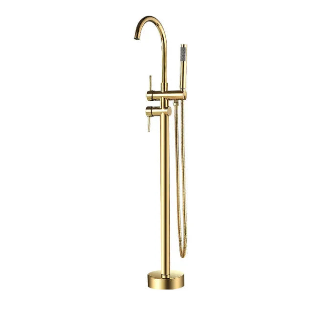 European Style Copper Shower Column Shower Bathroom Set Floor Standing Bathtub Faucet