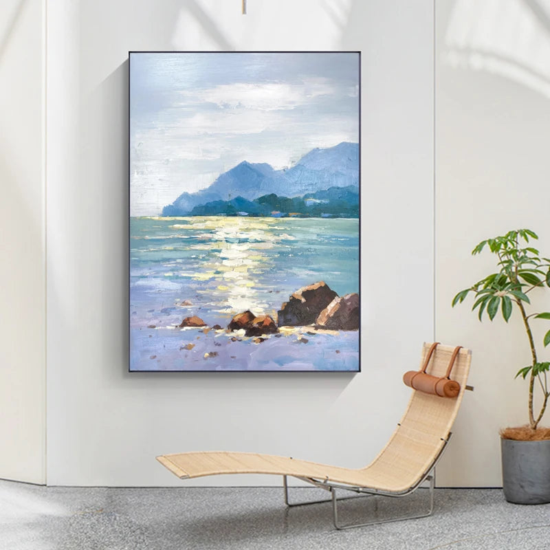 The Lake Painting Canvas Art Hand Painting Furniture Impression Sunset Landscape Abstract Seascape Hand Painted Painting