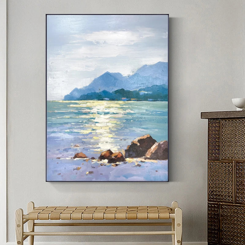 The Lake Painting Canvas Art Hand Painting Furniture Impression Sunset Landscape Abstract Seascape Hand Painted Painting