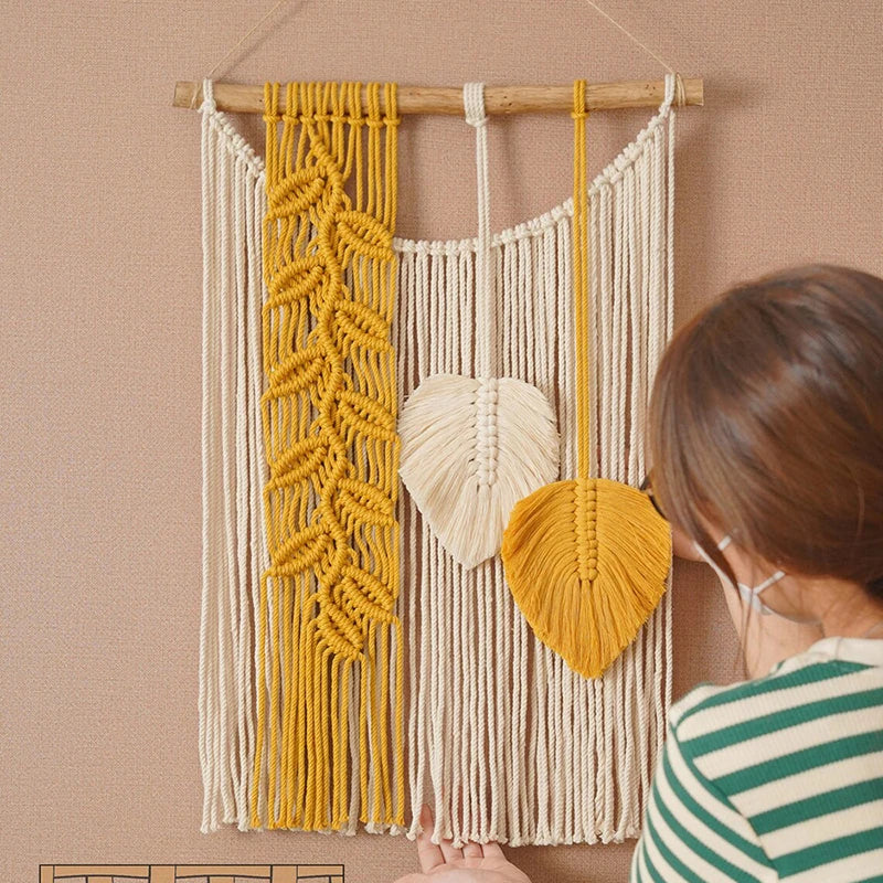 Wholesale Cotton Boho Leaf Macrame Home Décor Decorative Hanging Wall Art Wall Decor for Home Wall Living Room