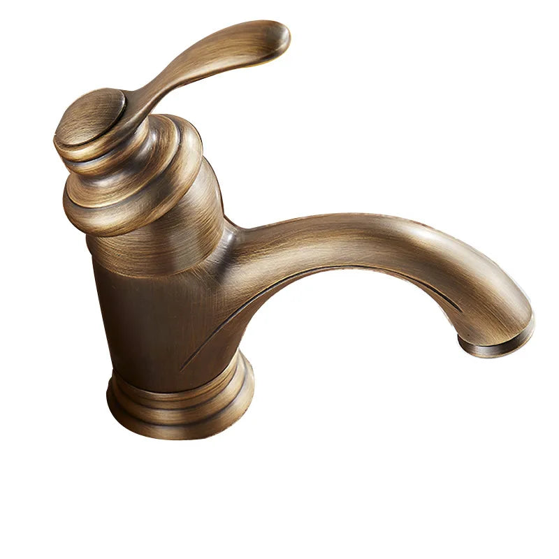 All Copper European Antique Carved Single Cold Faucet Single Hole Cold Water Basin Balcony Laundry Tub